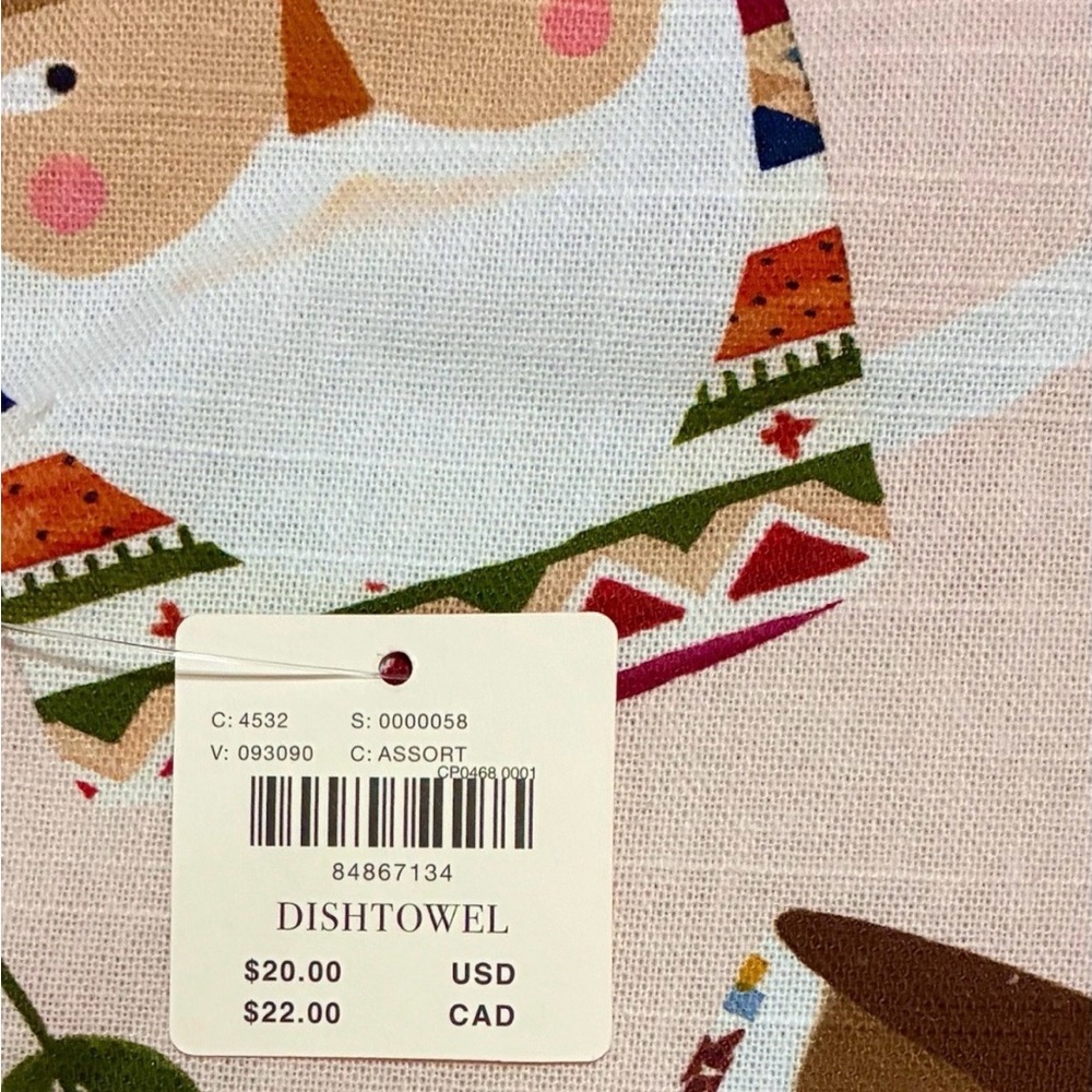 Anthropologie Christmas Coffee Cocoa Mugs Kitchen Dish Towel Tea Towel NEW - Picture 7 of 11